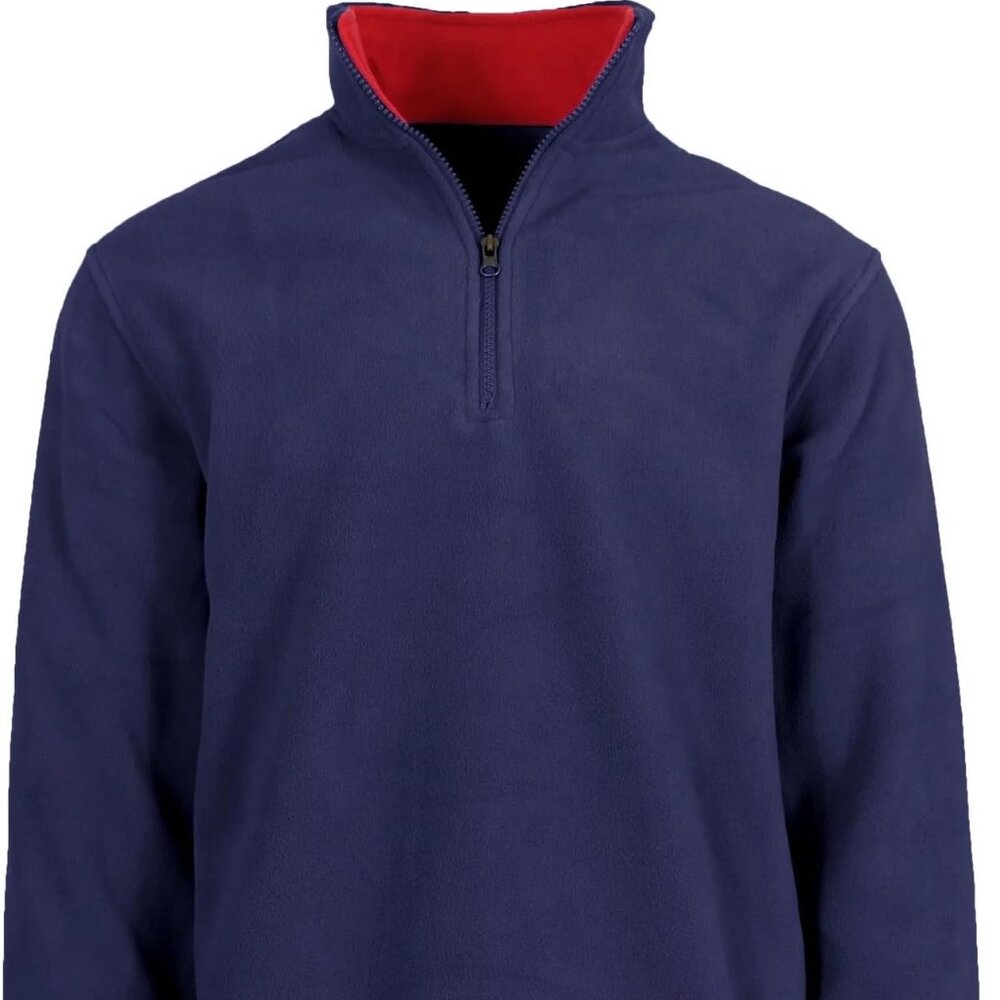 JH Design Men’s Quarter Zip Thermal Fleece Pullover Navy